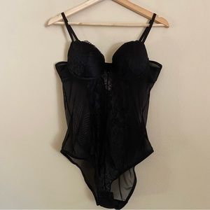 Lacy Black Bodysuit Teddy Mesh Lingerie